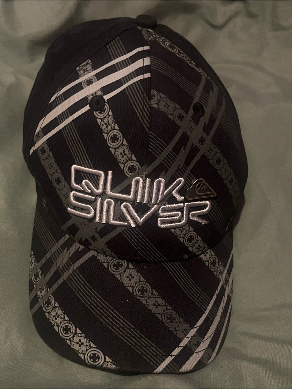 Quiksilver Black Cap with Gray Patterned Logo